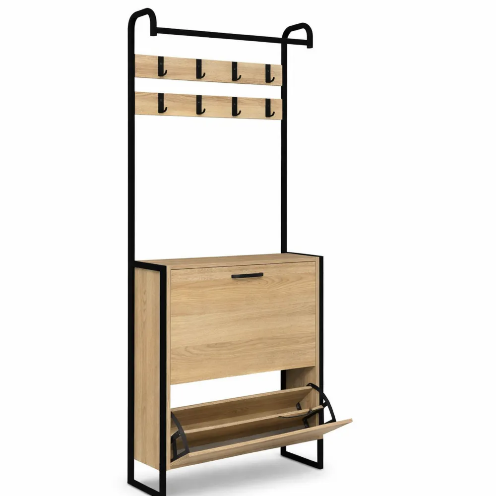 Armoire d'entrée avec rangements à chaussures à 2 portes de style industriel