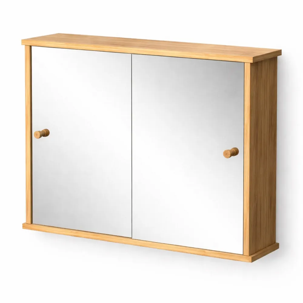 Armoire de salle de bain en bambou avec portes coulissantes 55x40 cm