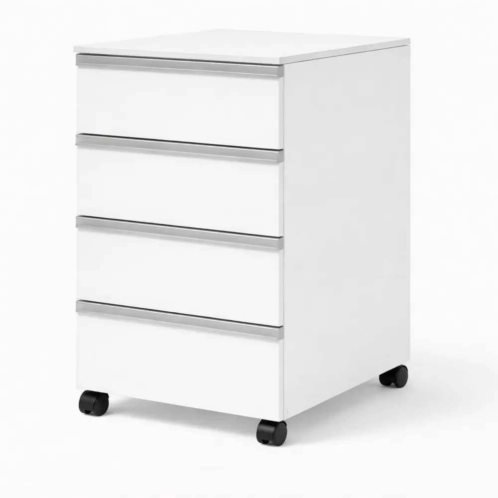 Caisson mobile avec 5 tiroirs pour télétravail, blanc
