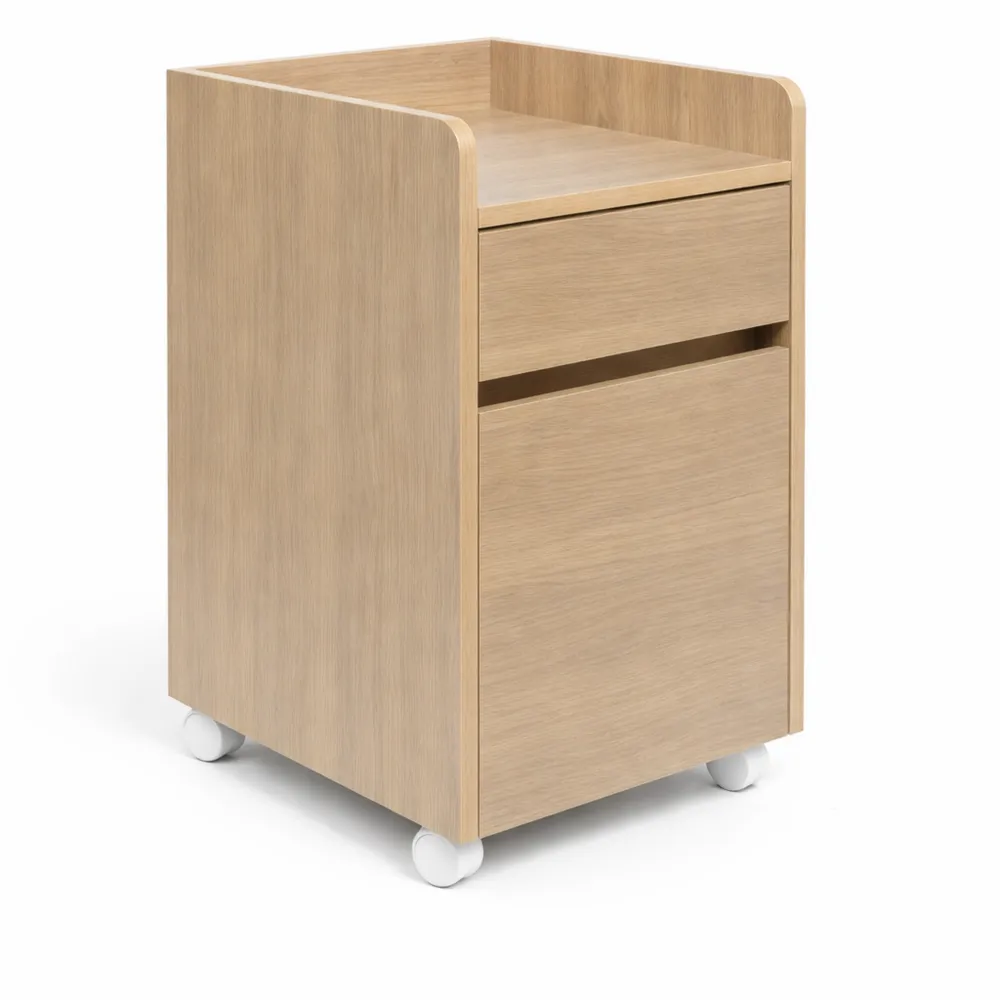 Caisson de bureau mobile à roulettes, 2 tiroirs et 1 étagère, pour documents, facile à monter