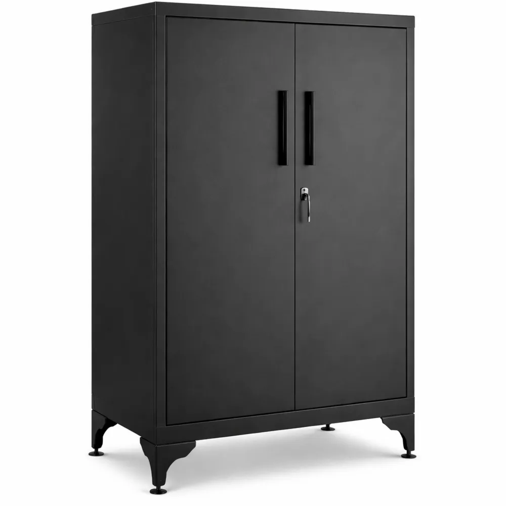 Armoire de Bureau Verrouillable en Acier Noir Mat