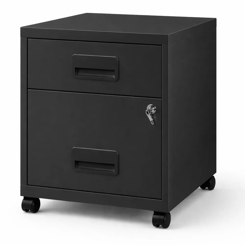 Bloc de rangement mobile à 2 tiroirs noir