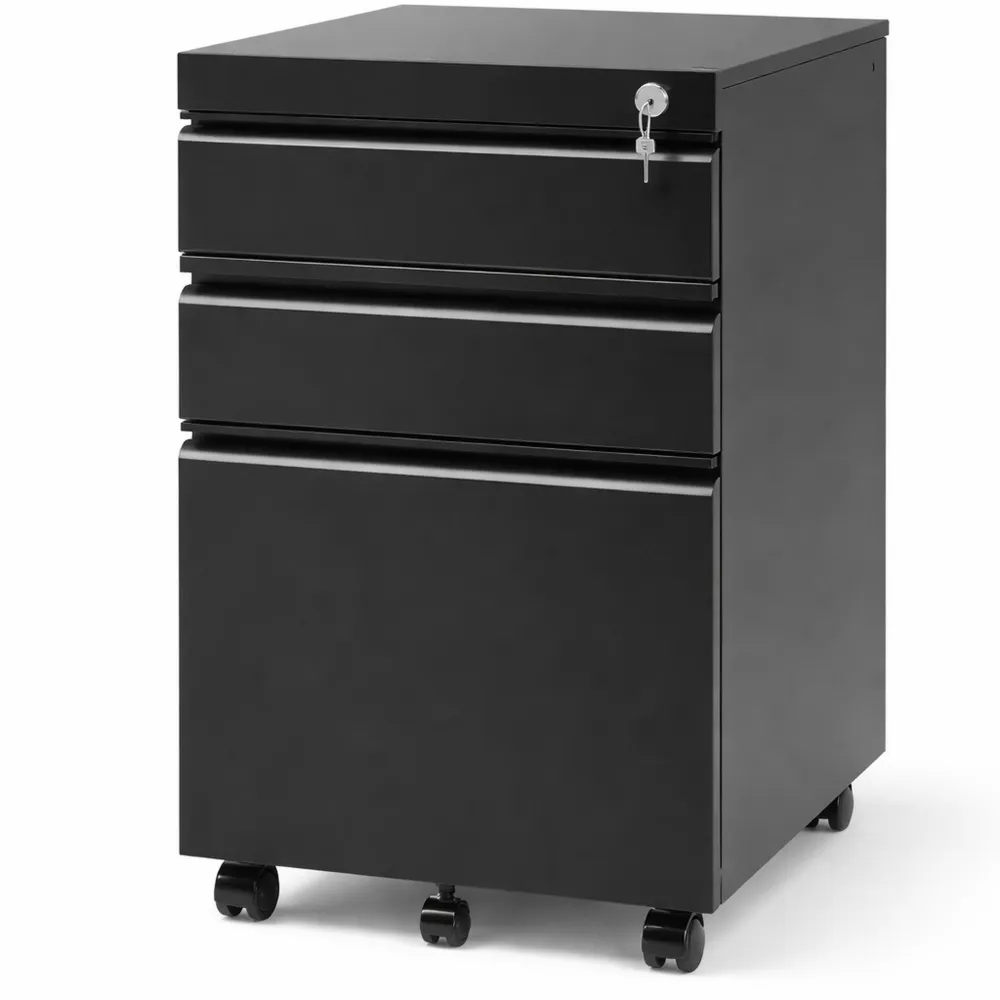 Caisson de Rangement Mobile 3 Tiroirs avec Serrure