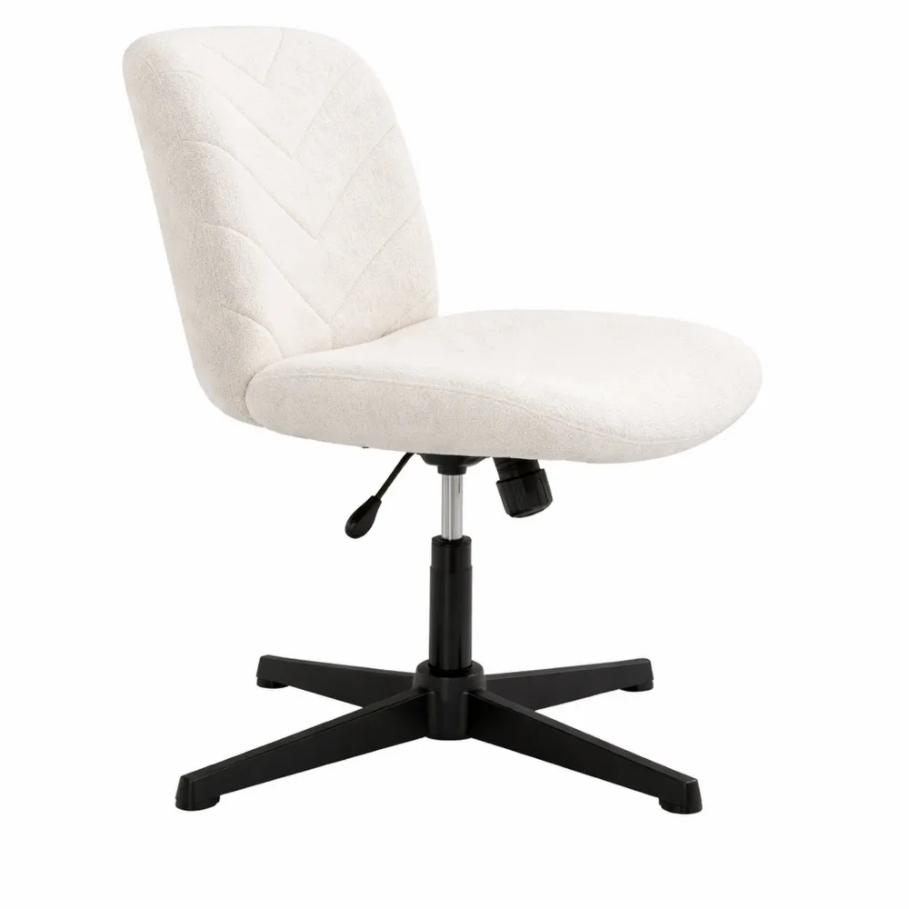 Chaise pivotante en tissu bouclette ivoire pour bureau