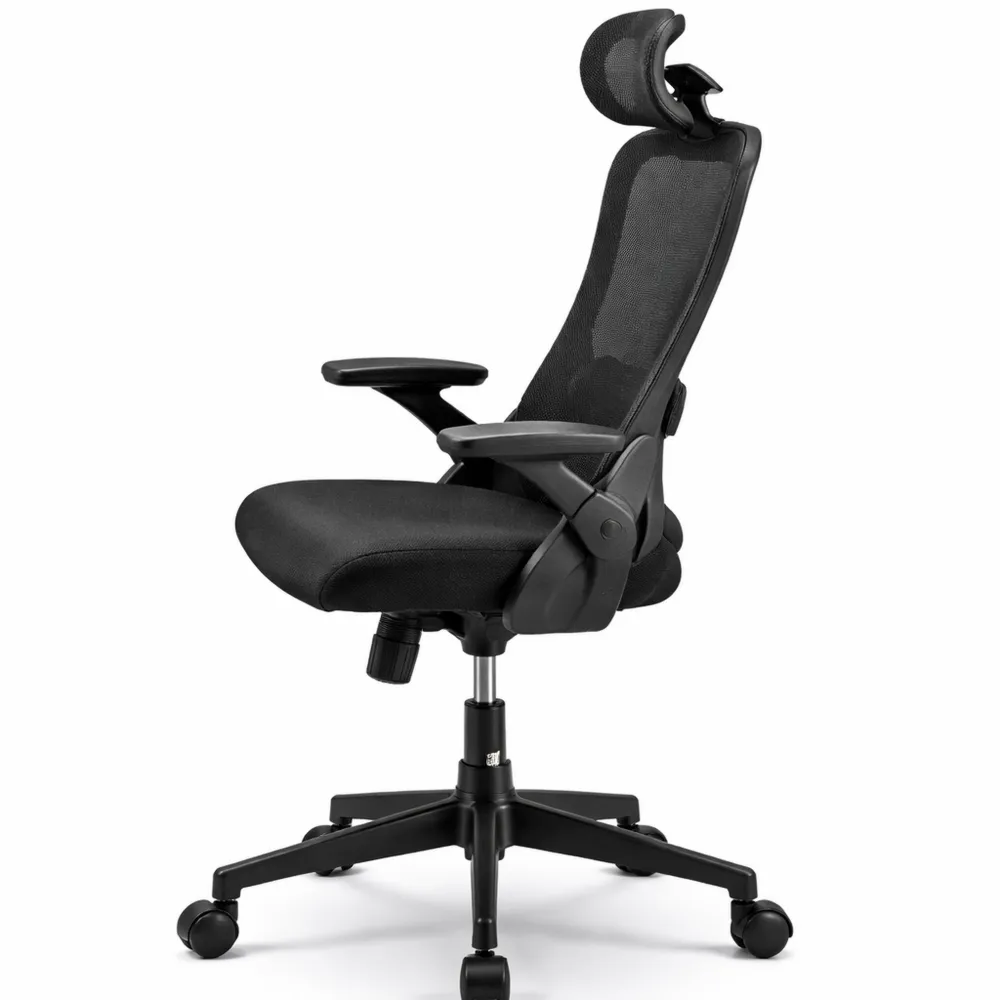 Chaise Ergonomique avec Dossier Haut et Accoudoirs Rabattables