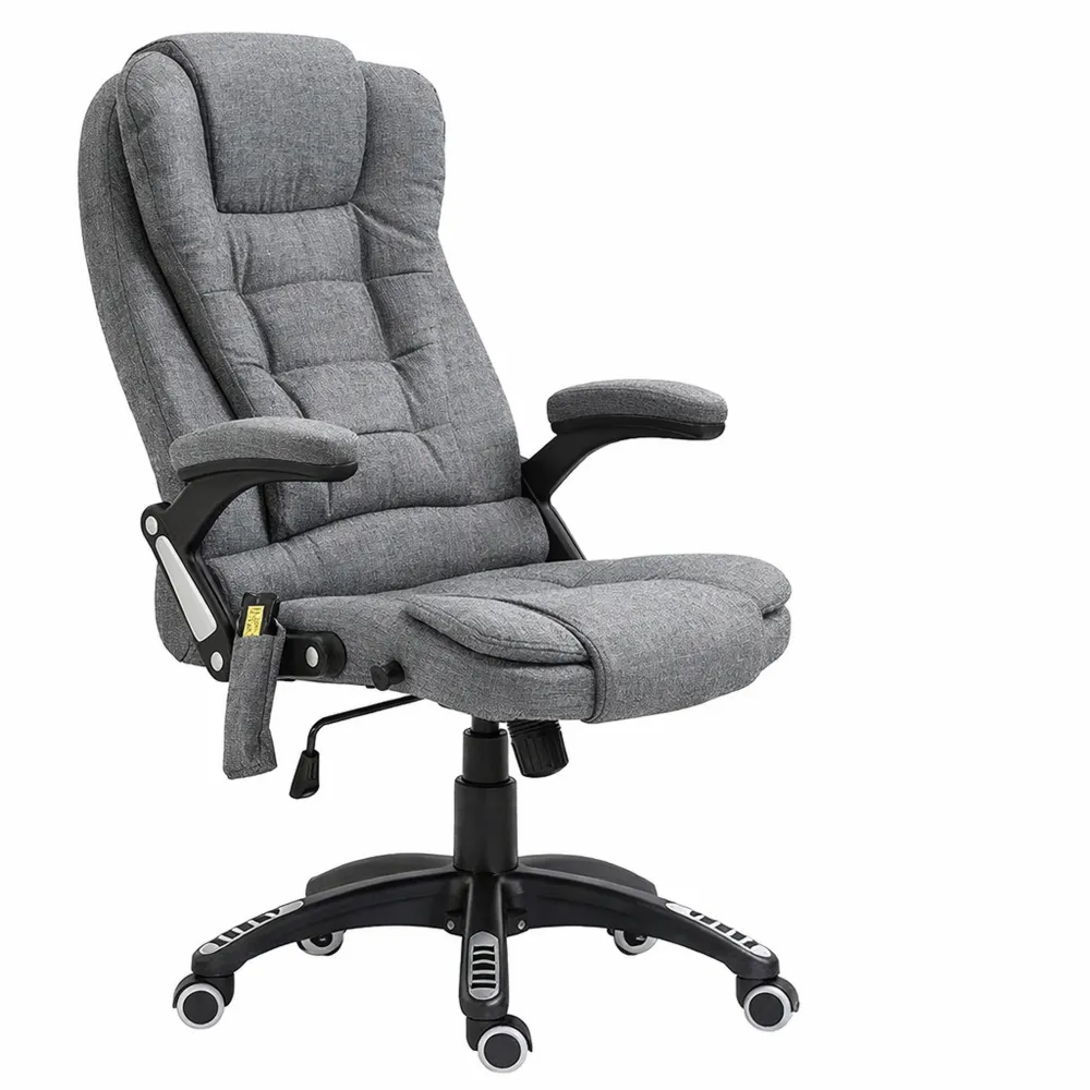 Fauteuil de Bureau Ergonomique avec Massage et Chauffage, Hauteur Ajustable et Dossier Inclinable