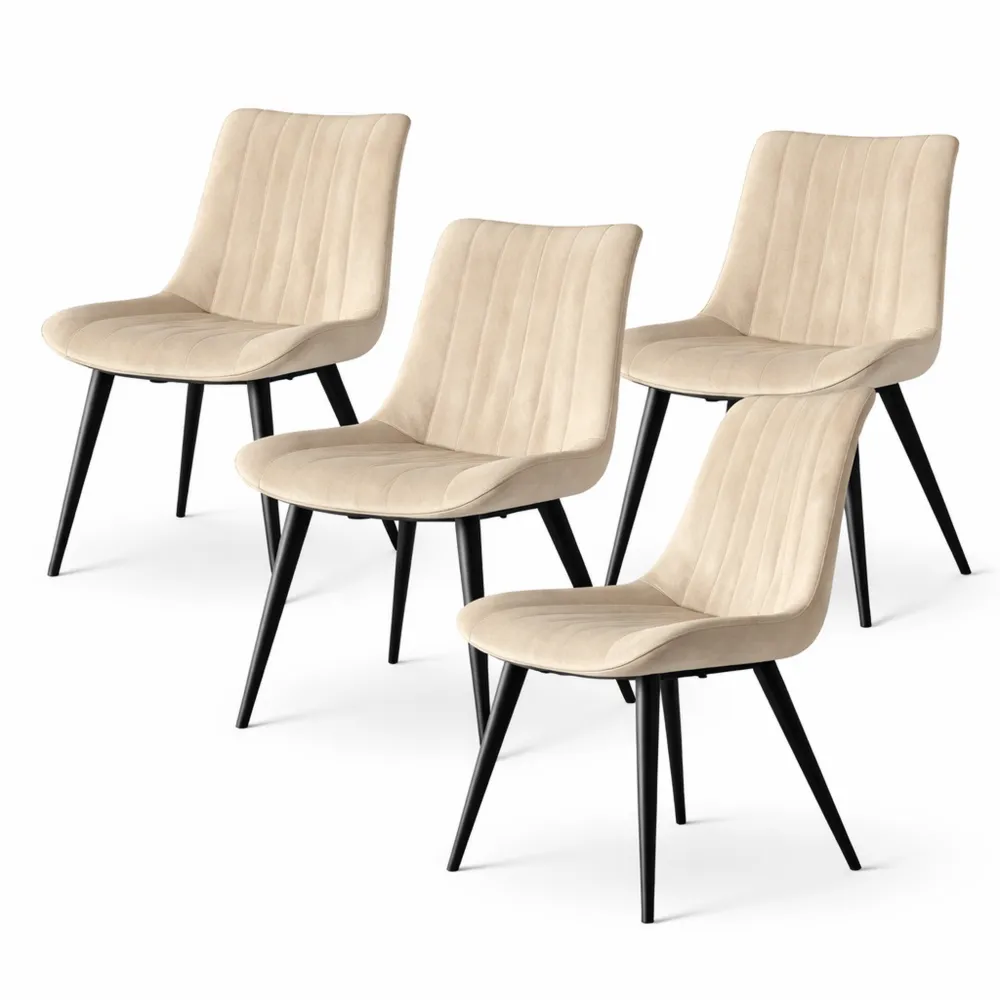 Lot de 4 chaises rembourrées en similicuir avec pieds en métal, style rétro, capacité 130 kg