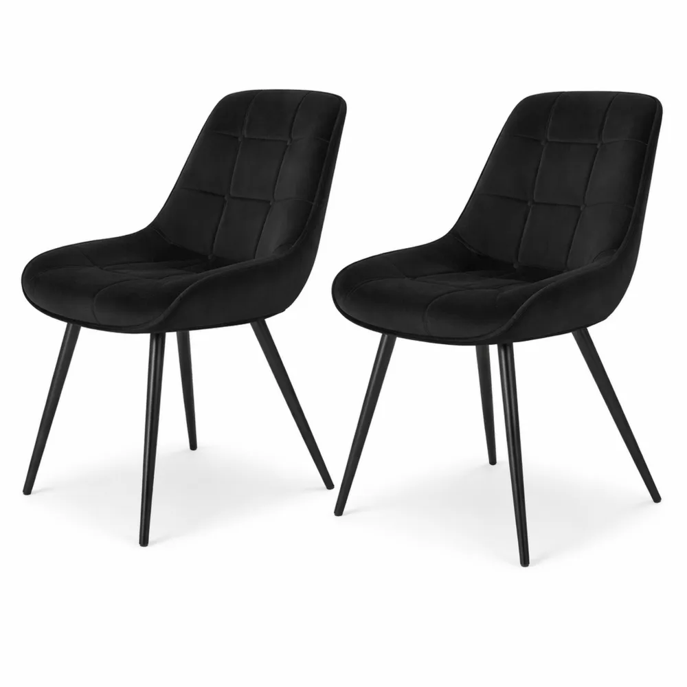 Lot de 2 chaises en velours pour salle à manger