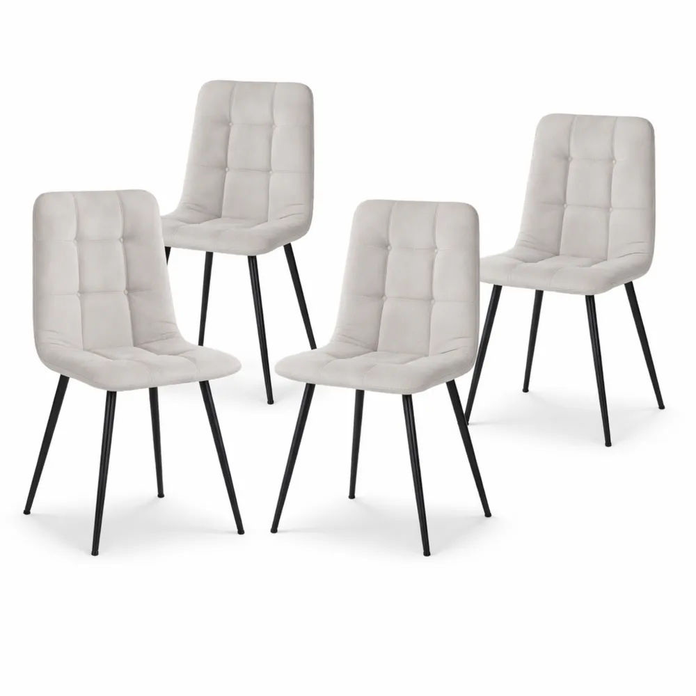 Ensemble de 4 chaises modernes en velours côtelé pour salle à manger