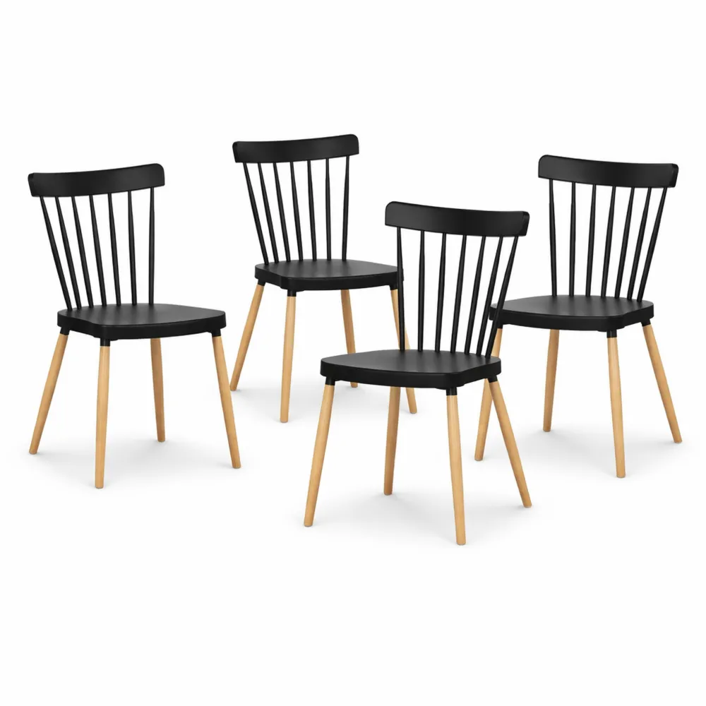 Chaises de Salle à Manger Scandinaves Noir avec Dossier Haut