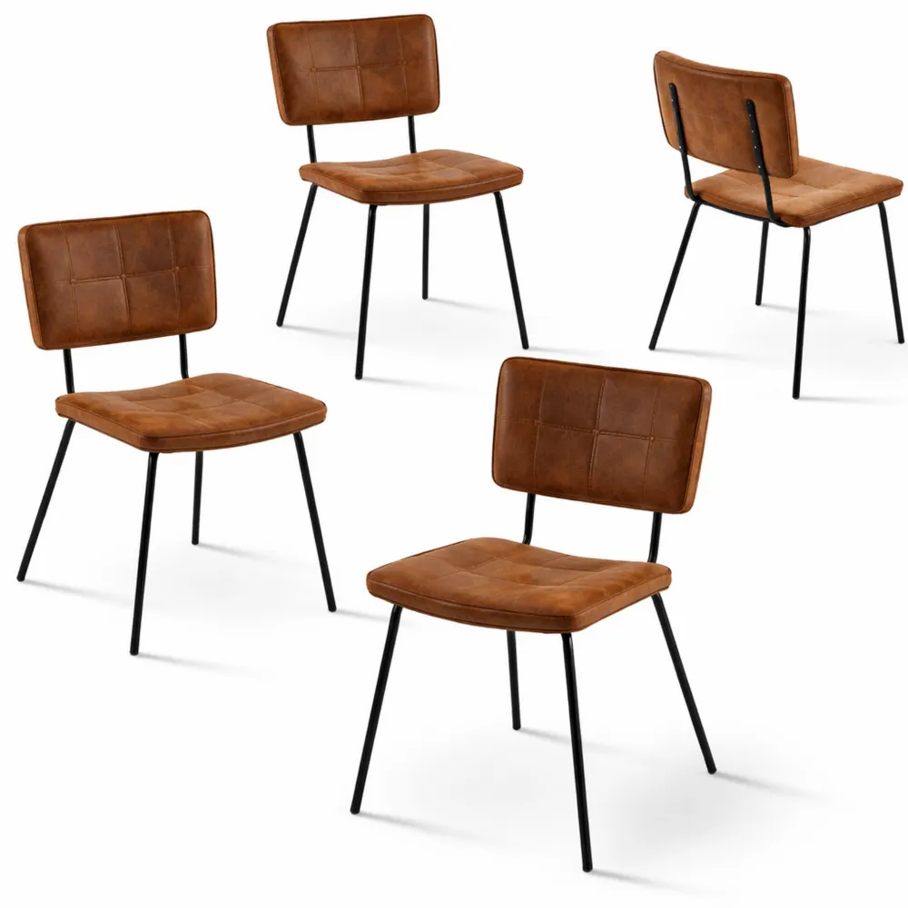 Lot de 4 chaises vintage rembourrées en suédine pour salle à manger