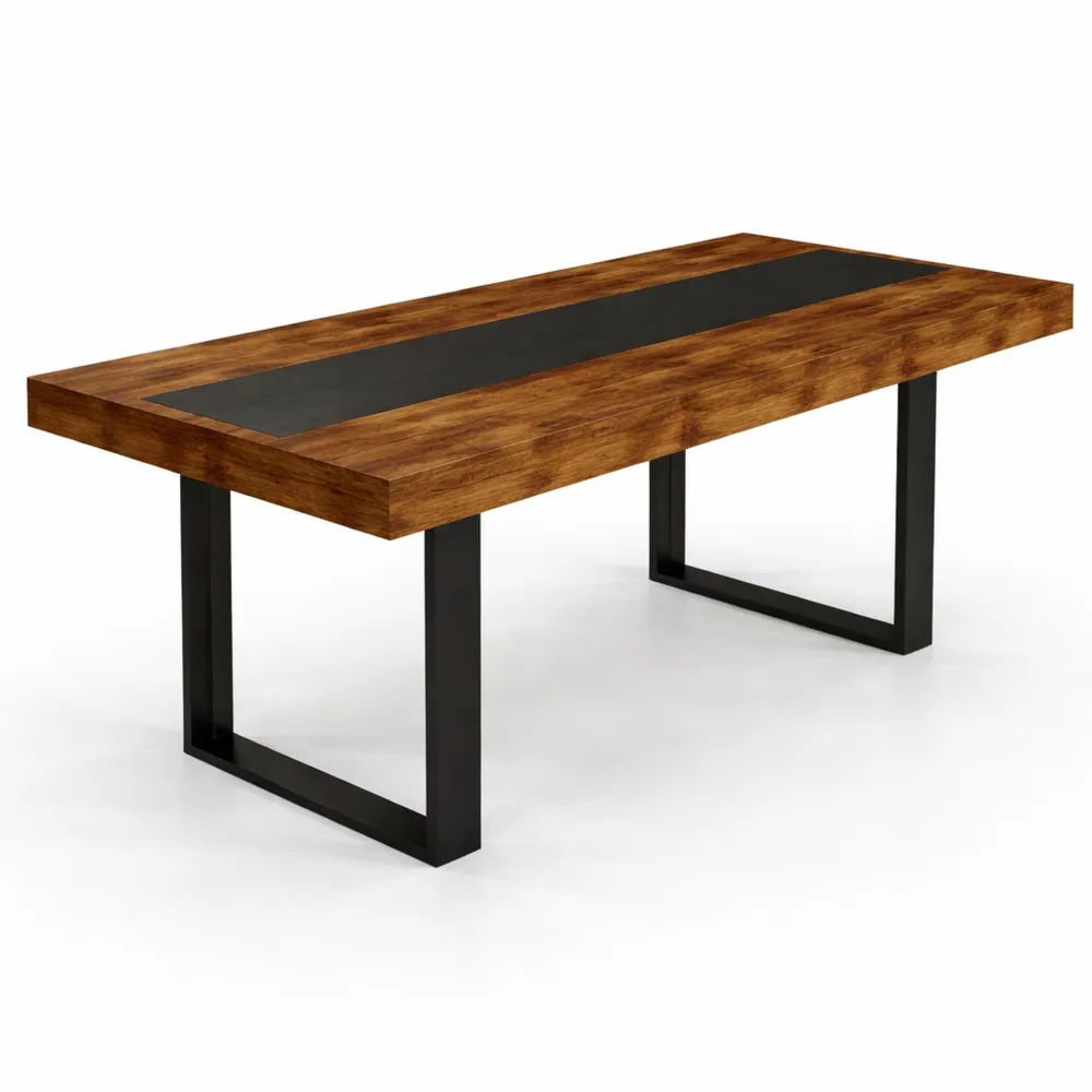 Table à Manger Extensible Rectangulaire 4-8 Personnes Bois Vieilli et Noir