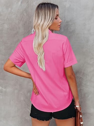 n Down Shirts for Women Short Sleeve Dress Shirt Collared Blouse 