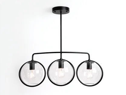 Suspension luminaire en métal et verre 80x25x35 cm - noir - éclairage intérieur style moderne-Homiupden