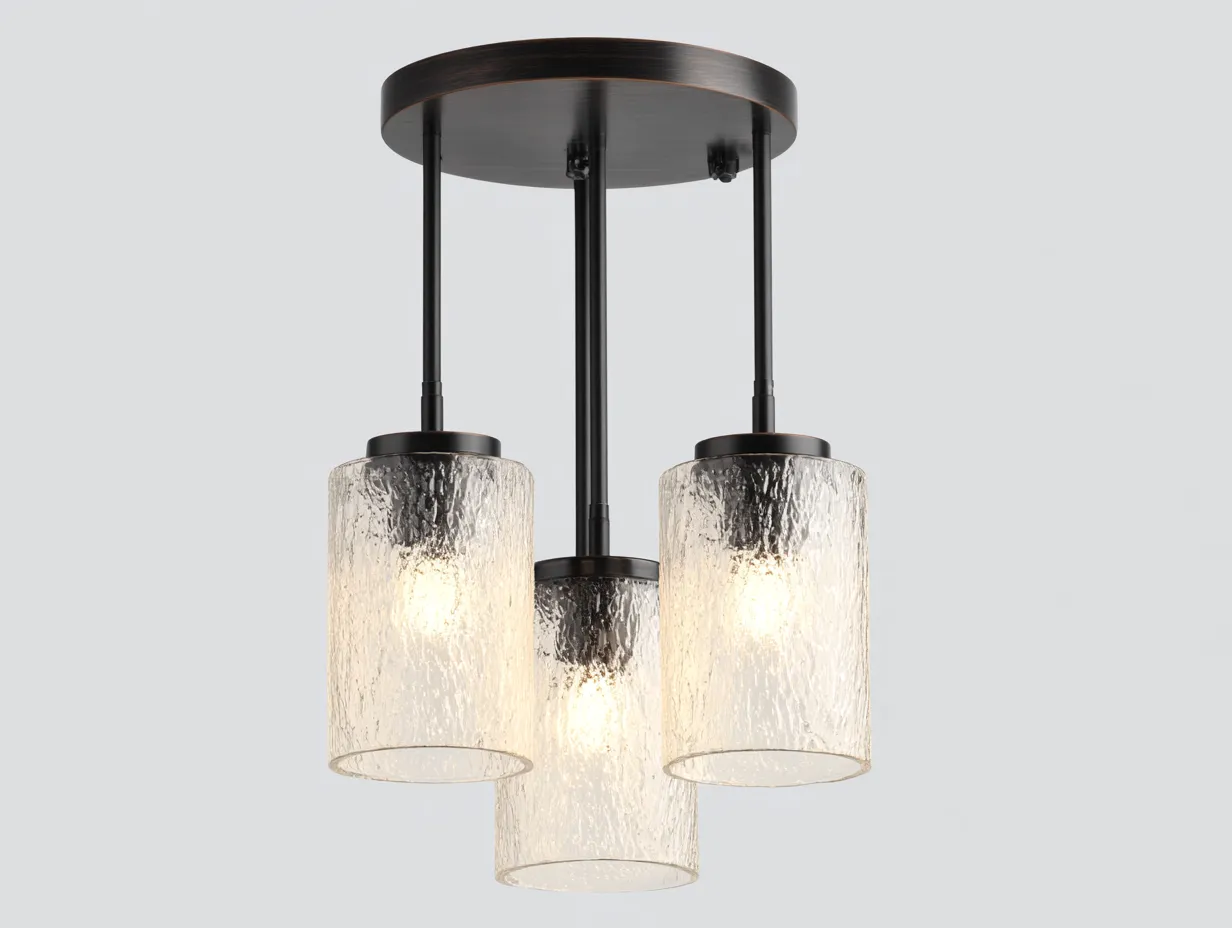 Suspension luminaire en métal et verre 55x18x40 cm - noir - éclairage intérieur style contemporain-Homiupden