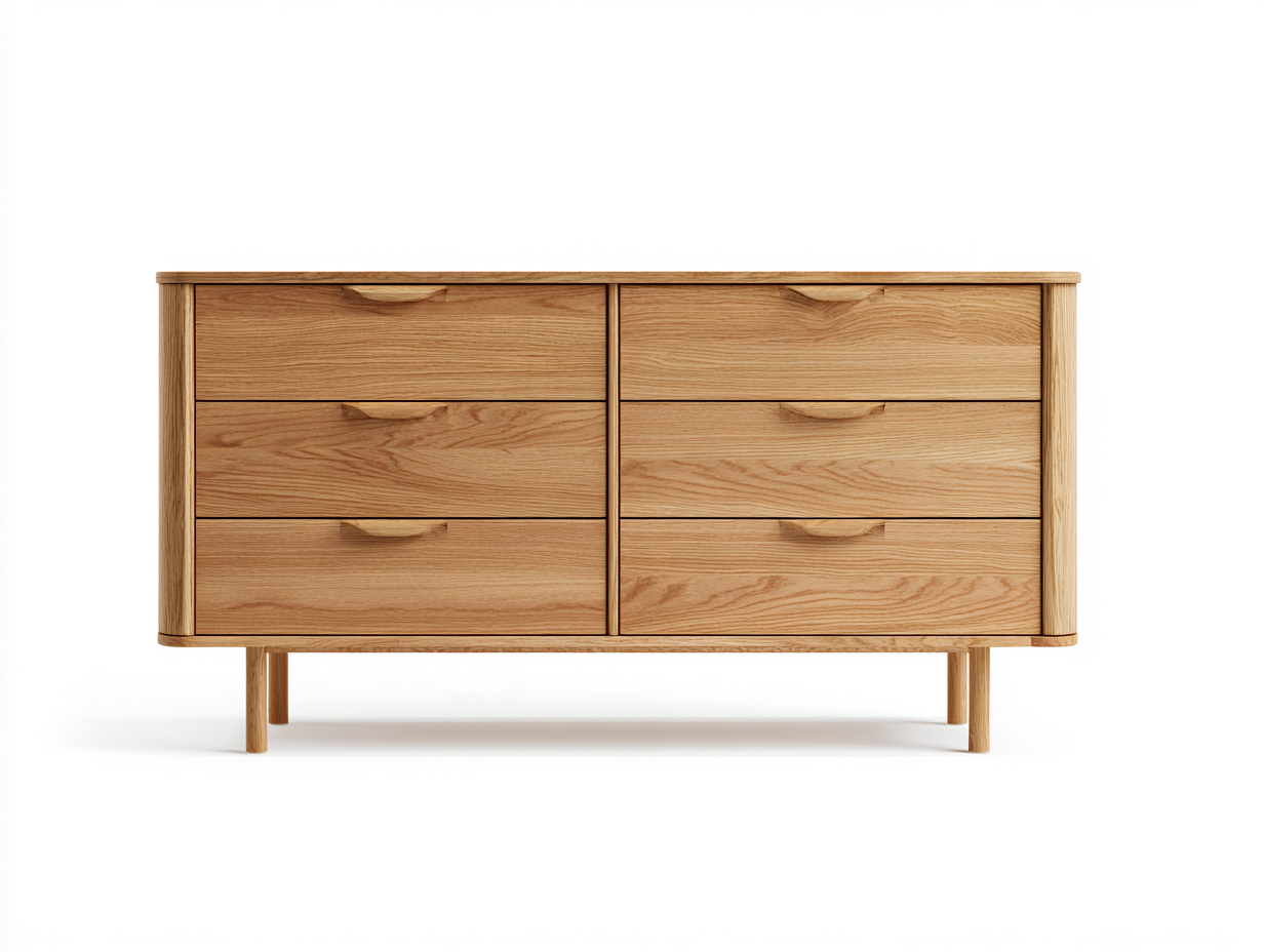 Commode en bois massif 120x40x75 cm - bois naturel - style épuré pour rangement intérieur-Homiupden