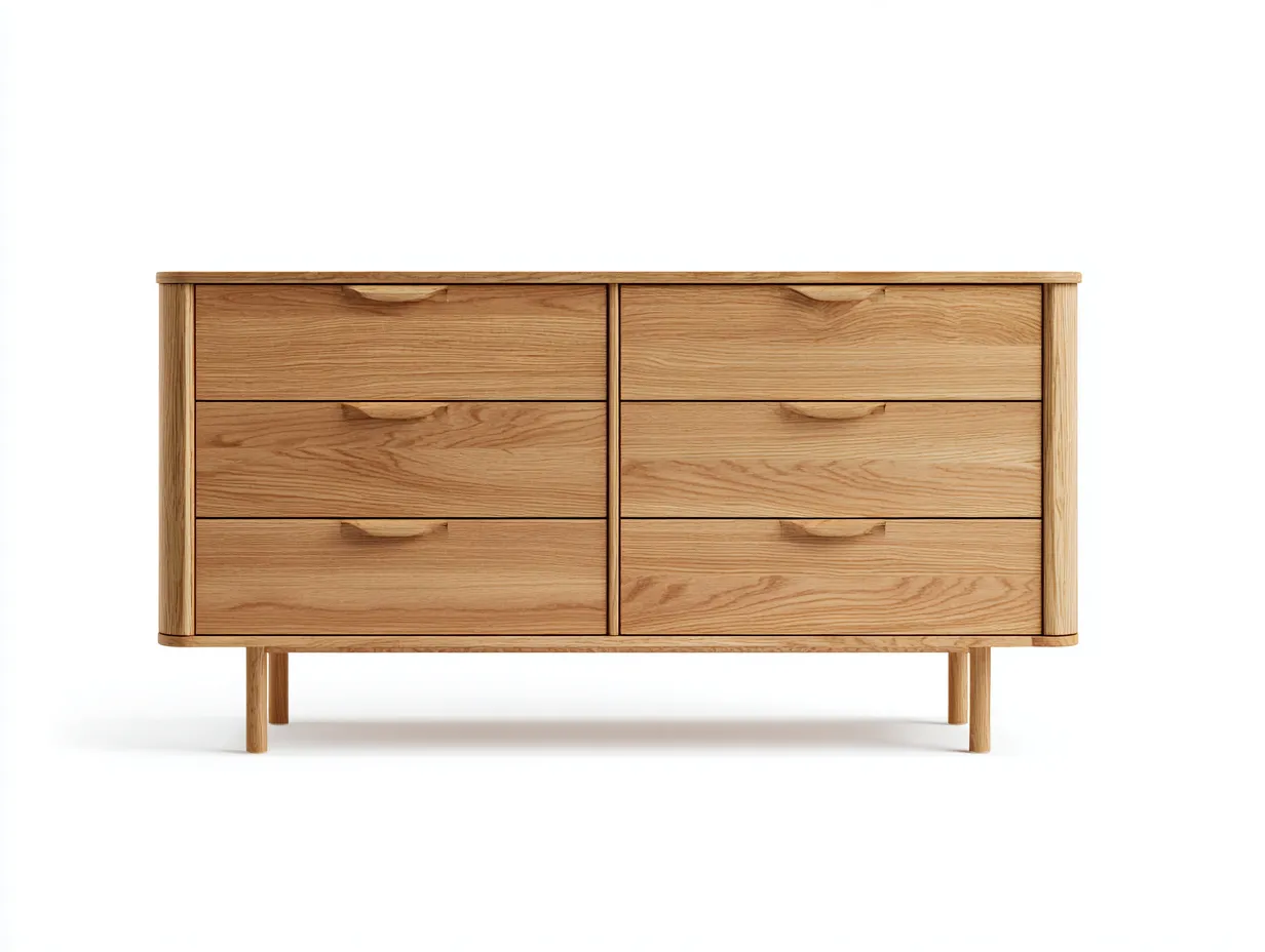 Commode en bois massif 120x40x75 cm - bois naturel - style épuré pour rangement intérieur-Homiupden