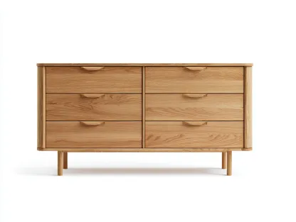 Commode en bois massif 120x40x75 cm - bois naturel - style épuré pour rangement intérieur-Homiupden