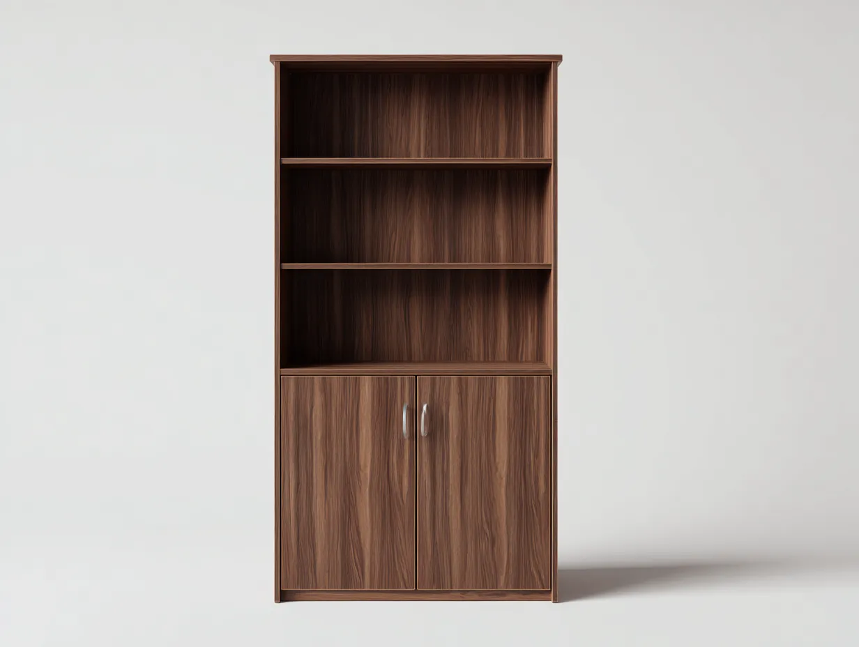 Bibliothèque avec portes en bois 80x40x170 cm - brun - rangement intérieur style contemporain-Homiupden