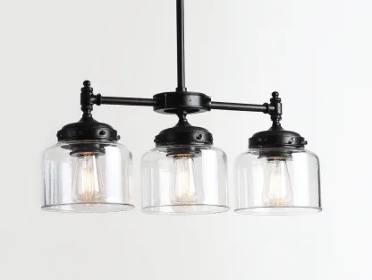 Suspension luminaire en métal et verre 70x20x30 cm - noir - éclairage intérieur style industriel-Homiupden