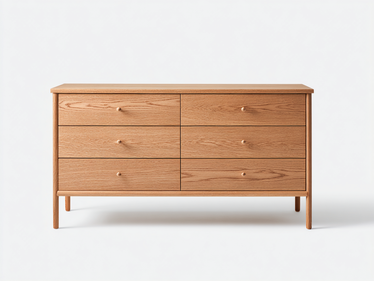 Commode en bois massif 120x40x75 cm - bois naturel - style épuré pour rangement intérieur-Homiupden