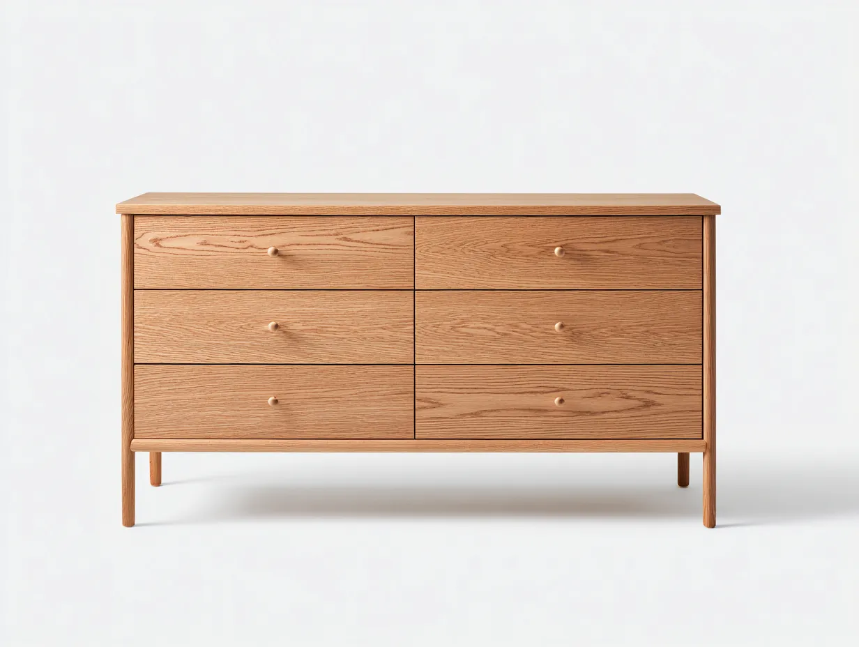 Commode en bois massif 120x40x75 cm - bois naturel - style épuré pour rangement intérieur-Homiupden