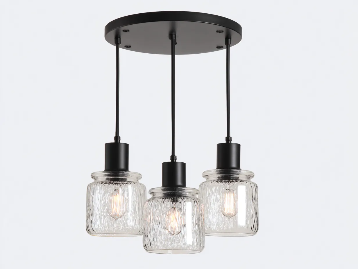 Suspension luminaire en métal et verre 60x20x35 cm - noir - éclairage intérieur style industriel-Homiupden