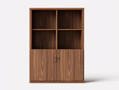 Bibliothèque avec portes en bois 90x40x160 cm - brun - rangement intérieur style contemporain-Homiupden