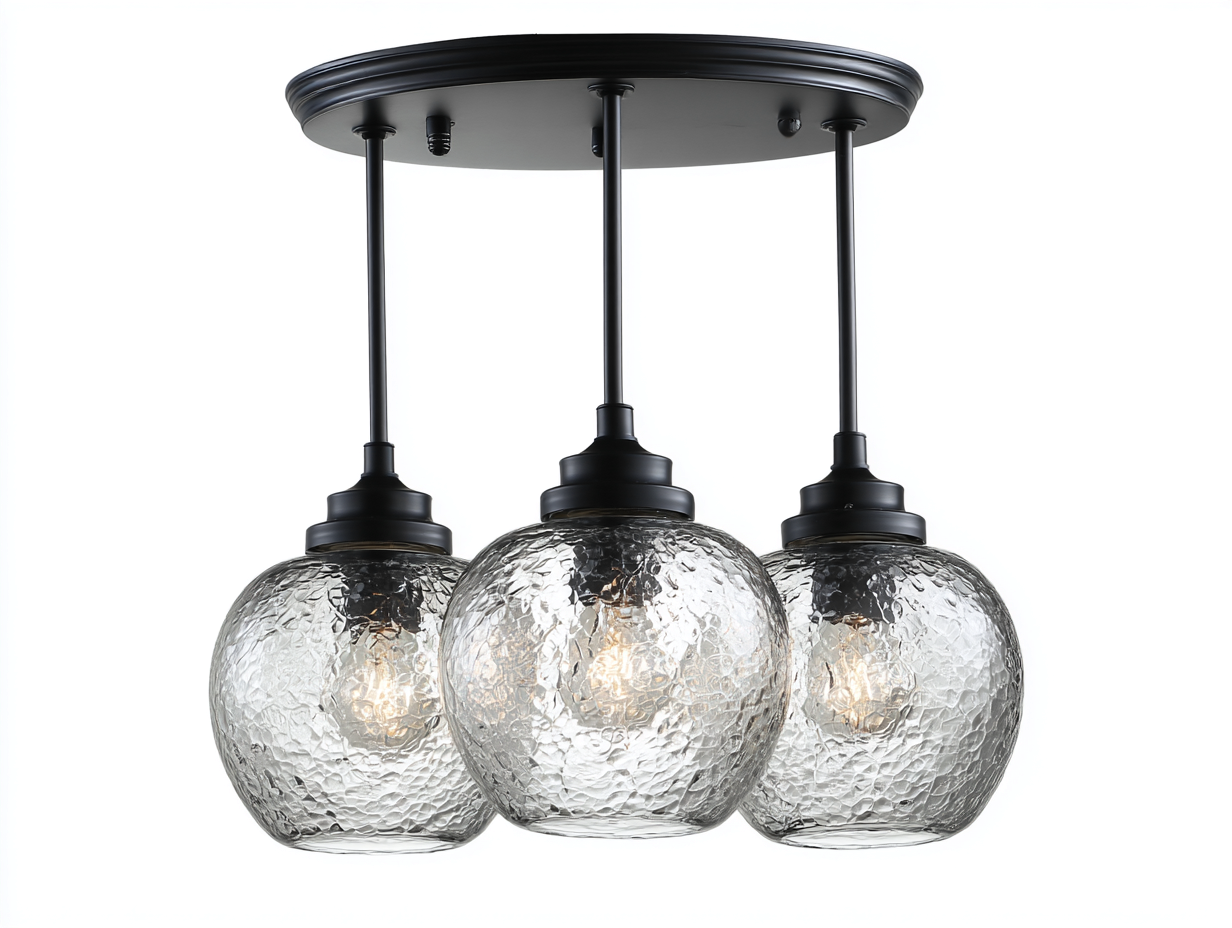 Suspension luminaire en métal et verre 65x22x38 cm - noir - éclairage intérieur style moderne-Homiupden