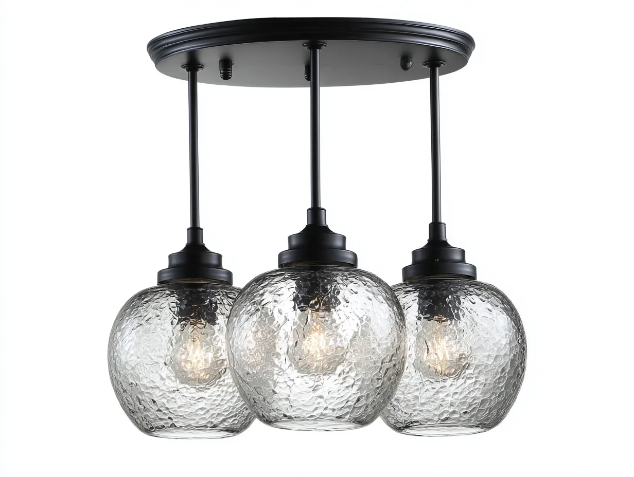 Suspension luminaire en métal et verre 65x22x38 cm - noir - éclairage intérieur style moderne-Homiupden