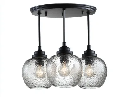 Suspension luminaire en métal et verre 65x22x38 cm - noir - éclairage intérieur style moderne-Homiupden