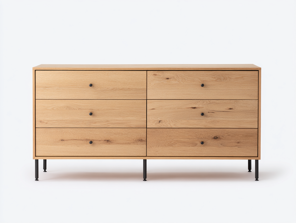 Commode en bois massif 140x45x75 cm - bois naturel et noir - style moderne pour rangement intérieur-Homiupden