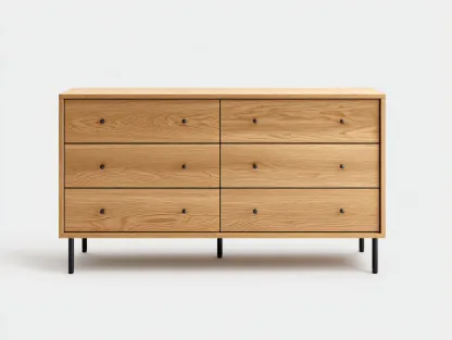 Commode en bois massif 140x45x75 cm - bois naturel et noir - style moderne pour rangement intérieur-Homiupden