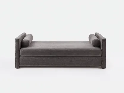 Canapé convertible en tissu pour salon 180x80x70 cm - gris foncé - couchage intégré - style contemporain-Nookmybase