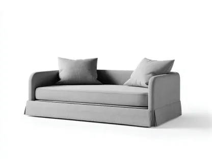 Canapé convertible en tissu pour salon 190x85x75 cm - gris clair - couchage intégré - style contemporain-Nookmybase