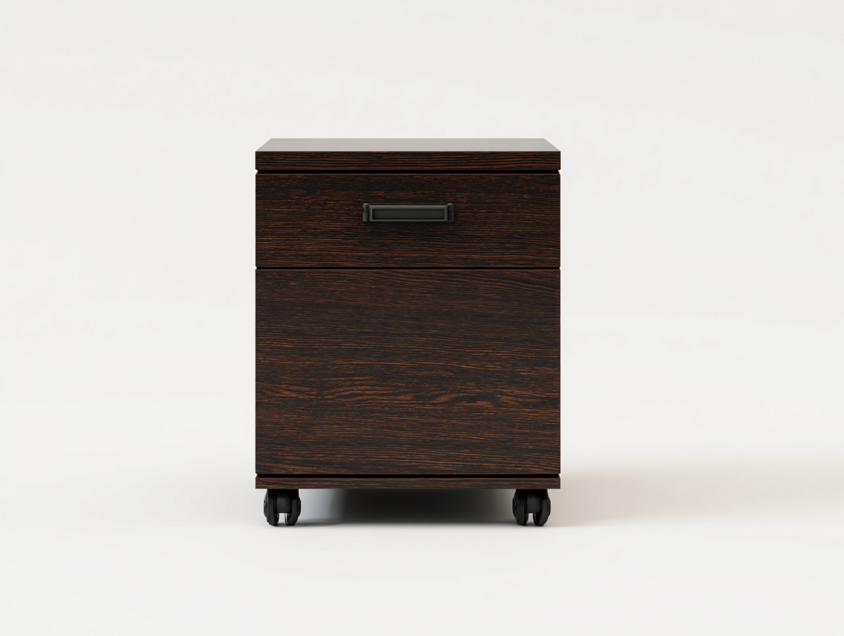 Commode en bois foncé 40x50x65 cm - 2 tiroirs - rangement intérieur style moderne-Nookmybase