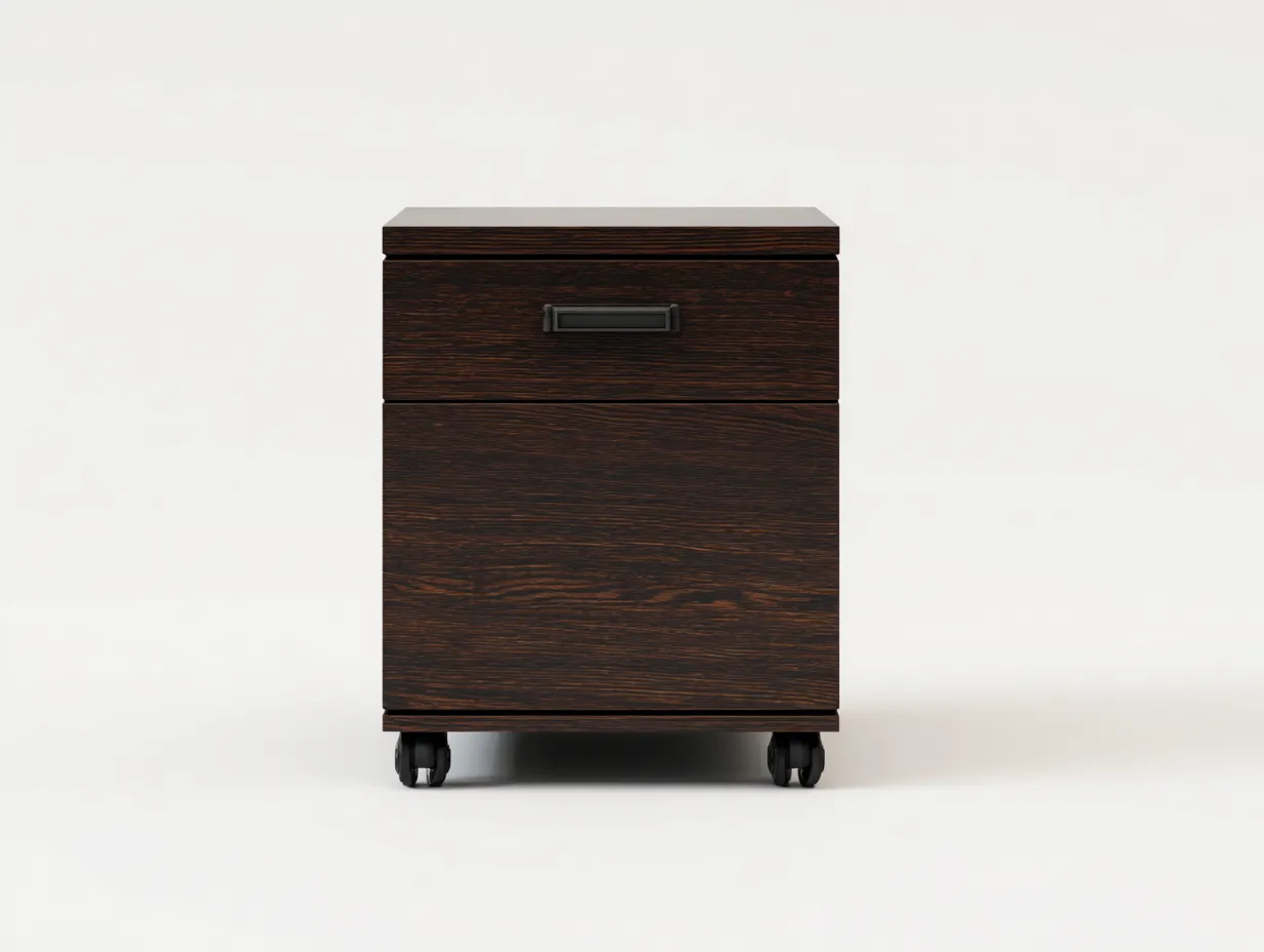 Commode en bois foncé 40x50x65 cm - 2 tiroirs - rangement intérieur style moderne-Nookmybase