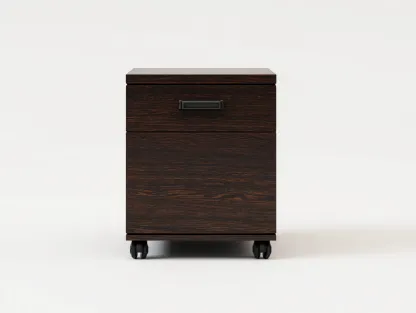 Commode en bois foncé 40x50x65 cm - 2 tiroirs - rangement intérieur style moderne-Nookmybase