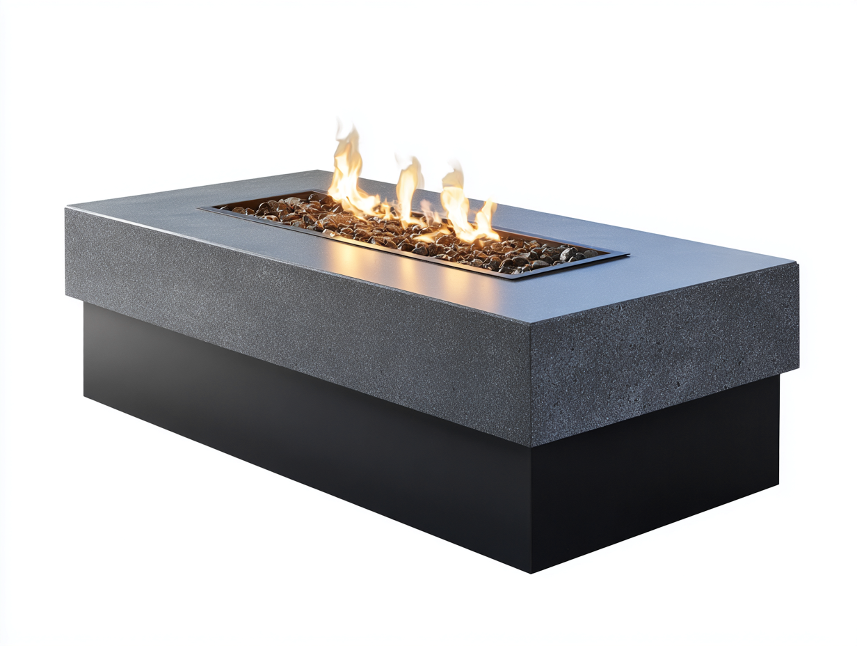 Table brasero de jardin rectangulaire en acier 120x60x40 cm - gris - foyer central décoratif - style contemporain-Nookmybase