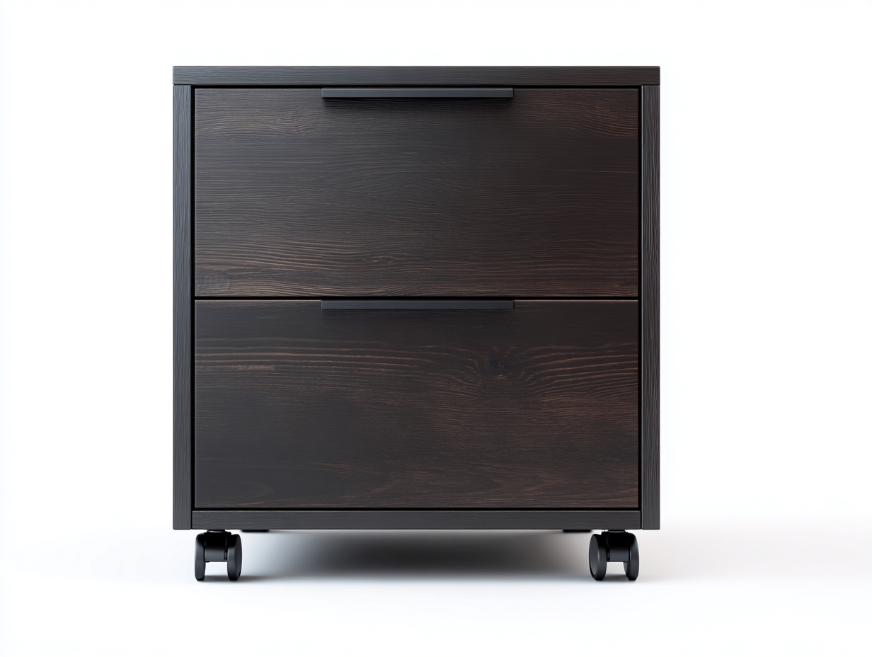 Commode en bois foncé 45x50x60 cm - 2 tiroirs - rangement intérieur style moderne-Nookmybase