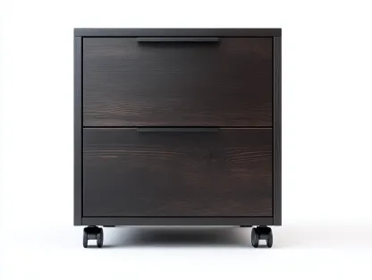 Commode en bois foncé 45x50x60 cm - 2 tiroirs - rangement intérieur style moderne-Nookmybase