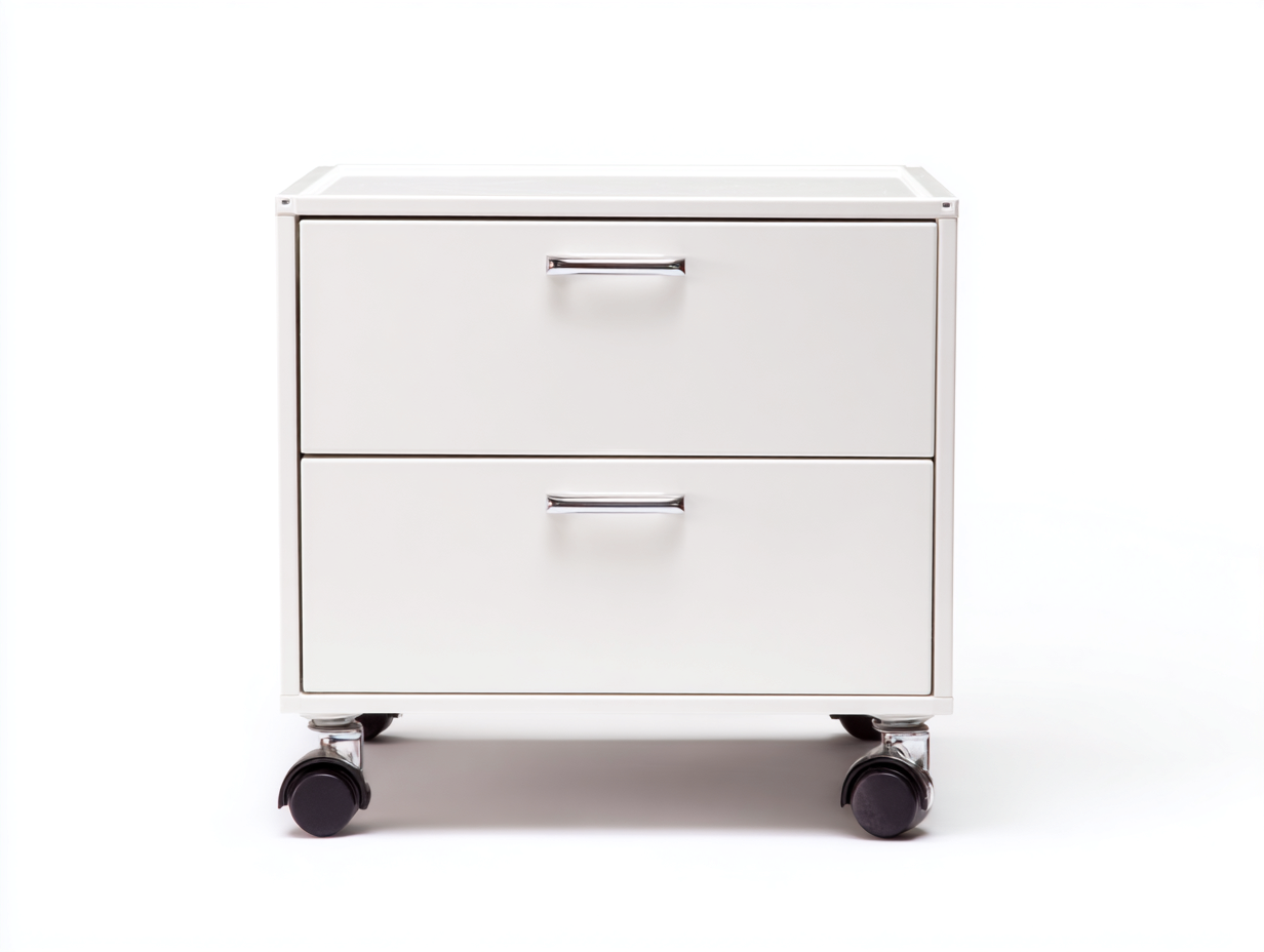 Commode blanche 60x45x65 cm - 2 tiroirs - meuble de rangement sur roulettes-Nookmybase