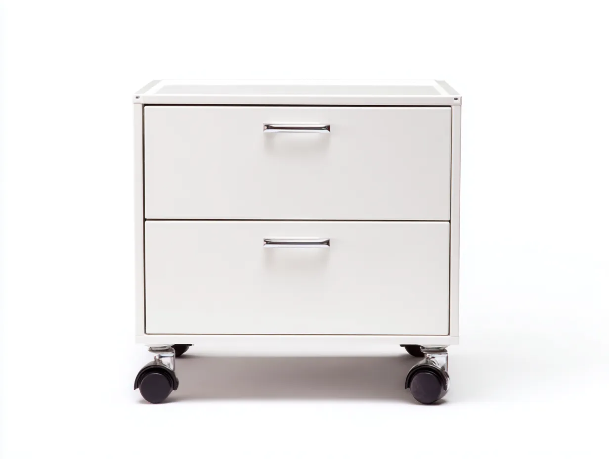 Commode blanche 60x45x65 cm - 2 tiroirs - meuble de rangement sur roulettes-Nookmybase