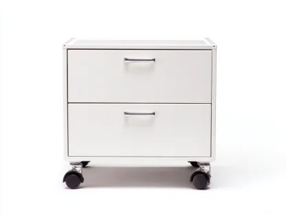 Commode blanche 60x45x65 cm - 2 tiroirs - meuble de rangement sur roulettes-Nookmybase