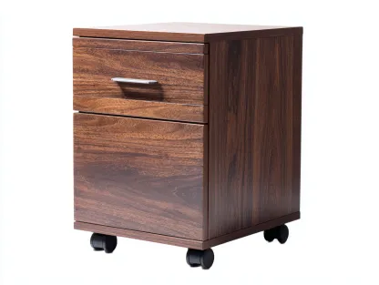 Commode en bois foncé 50x45x58 cm - 2 tiroirs - meuble de rangement sur roulettes-Nookmybase