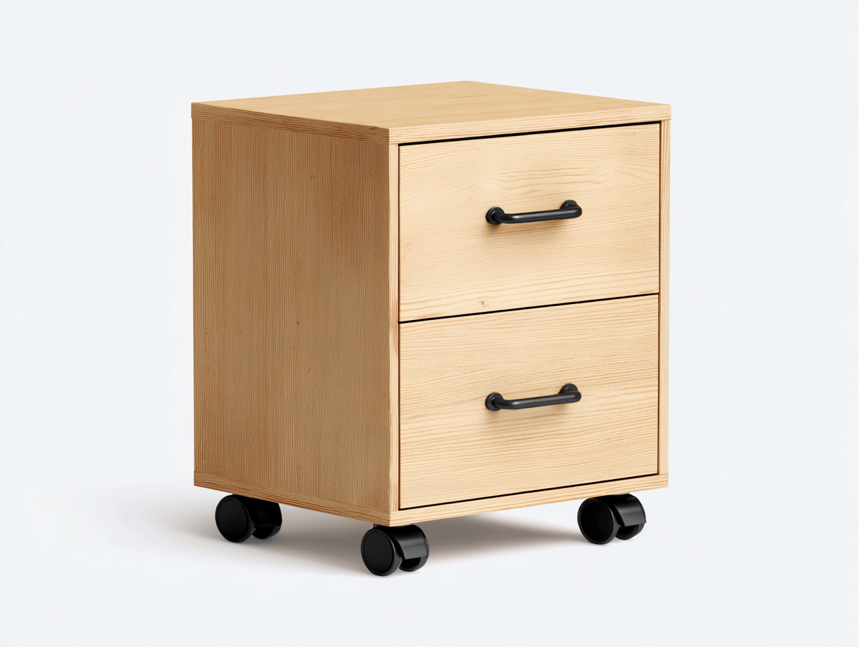 Commode en bois clair 40x45x60 cm - 2 tiroirs - rangement intérieur style scandinave-Nookmybase