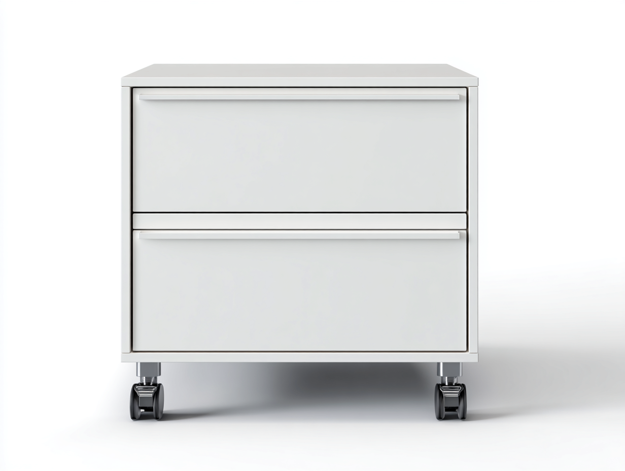 Commode blanche 60x45x65 cm - 2 tiroirs - meuble de rangement sur roulettes-Nookmybase