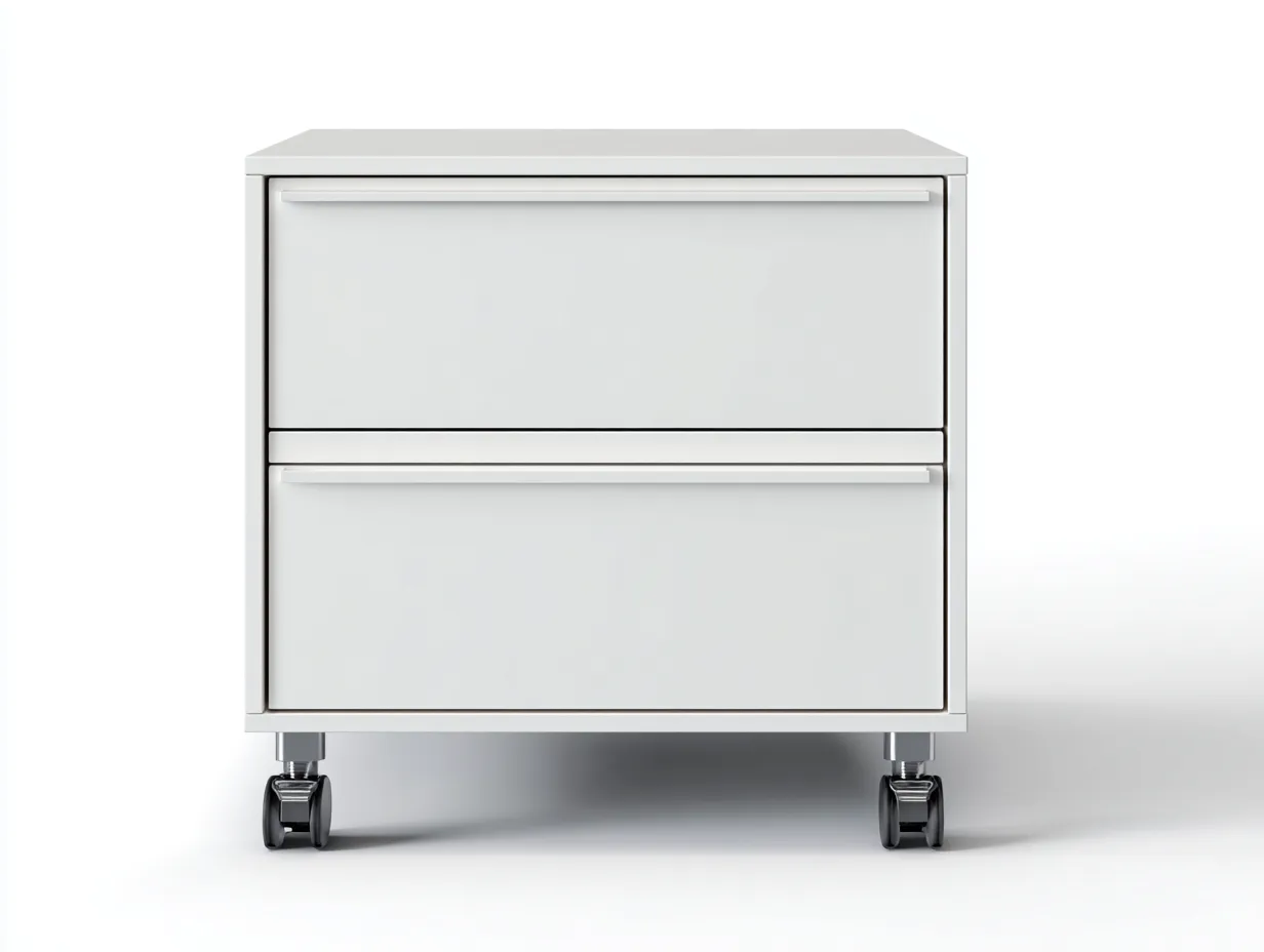 Commode blanche 60x45x65 cm - 2 tiroirs - meuble de rangement sur roulettes-Nookmybase