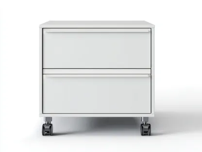 Commode blanche 60x45x65 cm - 2 tiroirs - meuble de rangement sur roulettes-Nookmybase