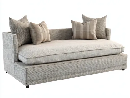Canapé convertible en tissu pour salon 195x90x75 cm - beige clair - couchage intégré - style contemporain-Nookmybase